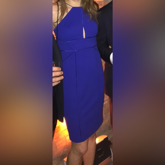 Blue Aidan Mattox cocktail dress, size 0, only worn once - Picture 1 of 3